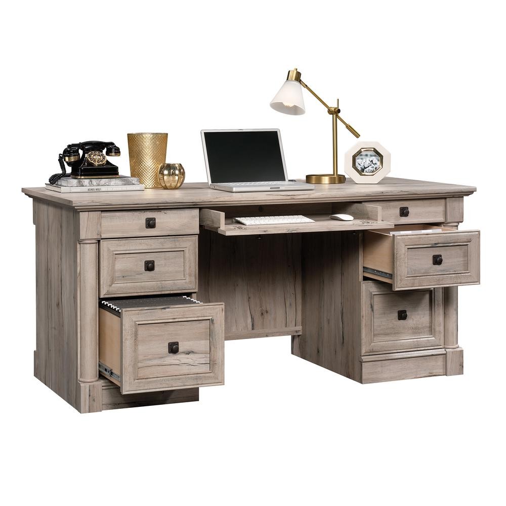 Palladia Executive Desk, Split Oak finish