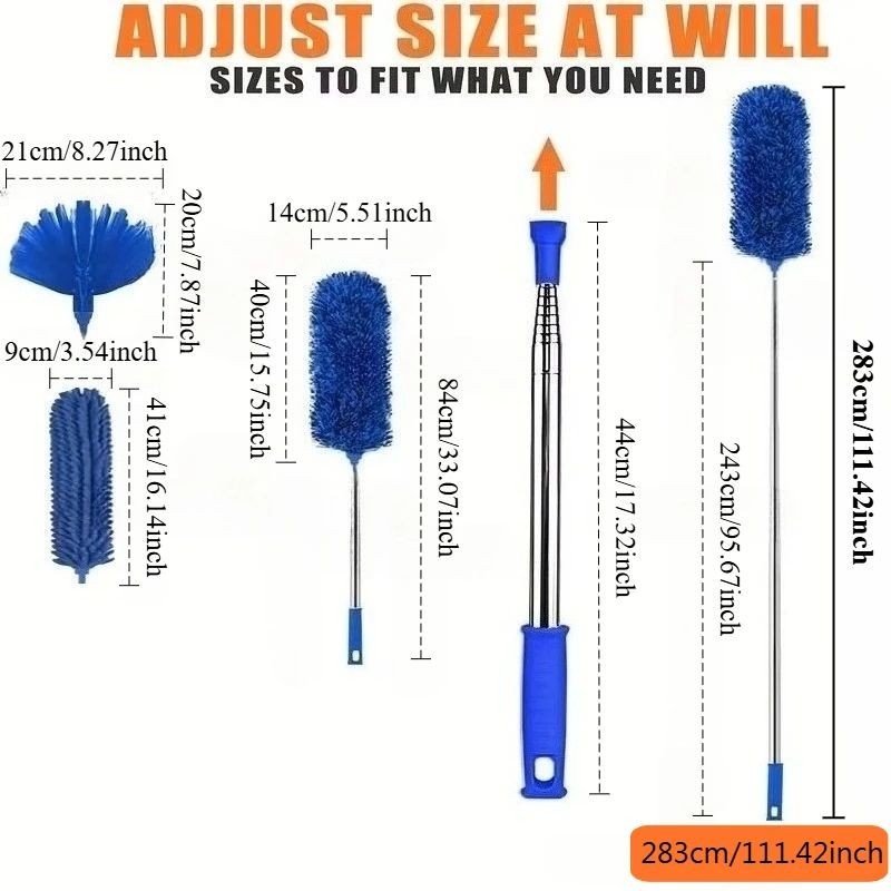 111" Extendable Microfiber Duster Bendable Retractable Pole Brush