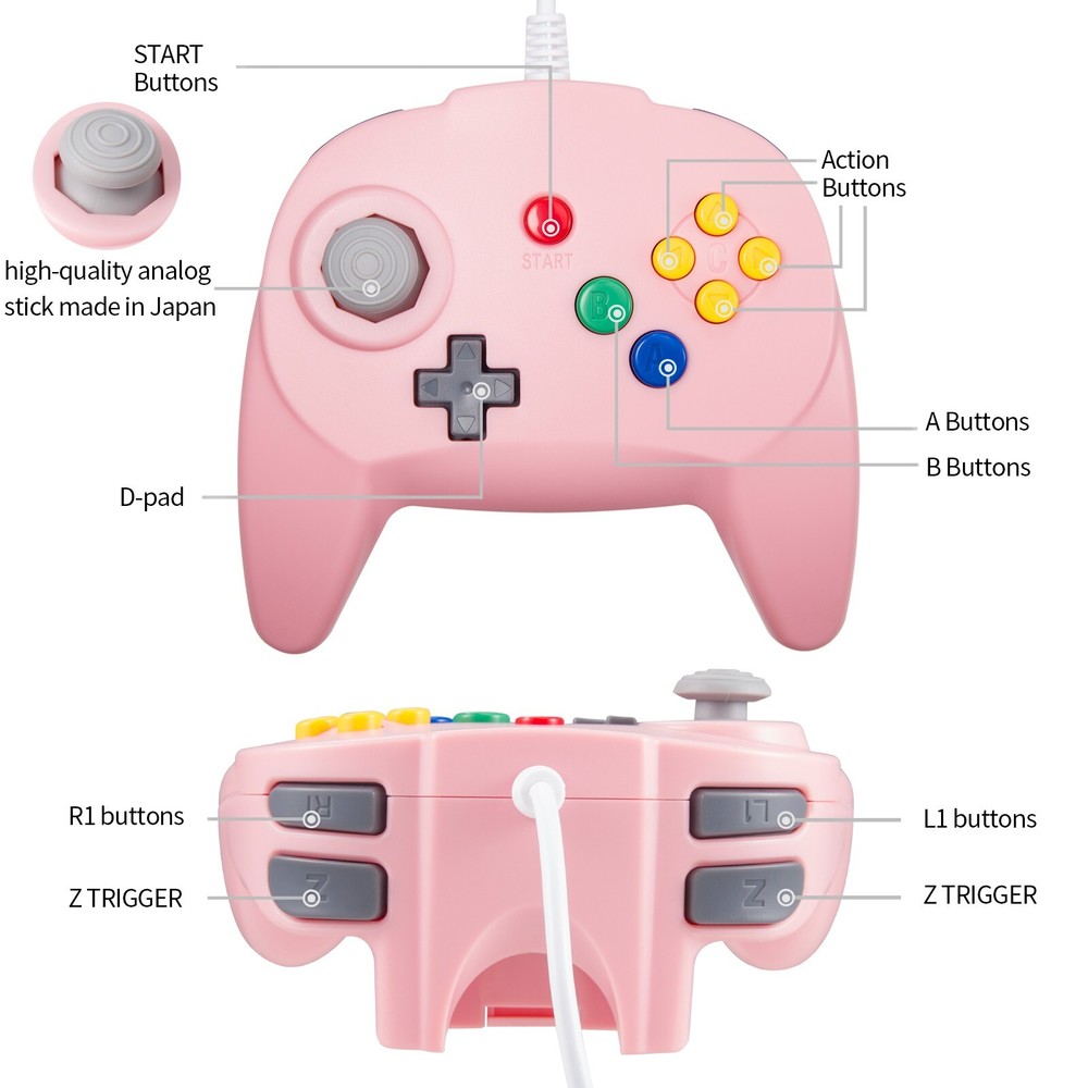 N64 Controller Wired Gaming Joystick Replacement for N64 Video Games Console