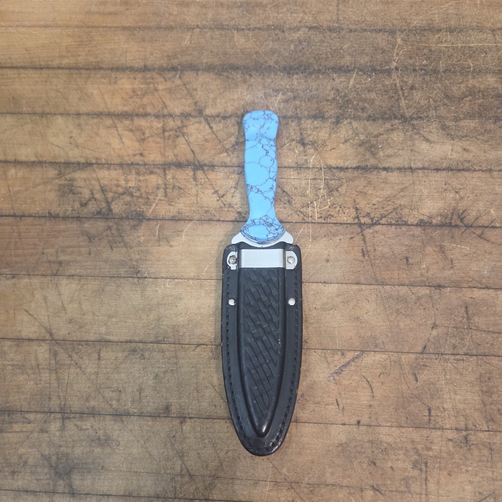 Western W77 Stabilized Turquoise Fixed Blade Boot Knife w/sheath