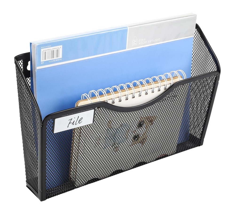 3 Pack Wall File Organizer with Label Panel, Mesh Hanging File Folder Organiz...