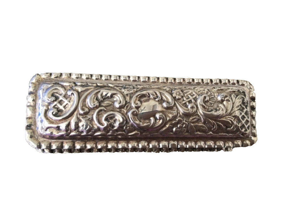 ANTIQUE VICTORIAN STERLING SILVER RING BOX TWO SLOTS 1899
