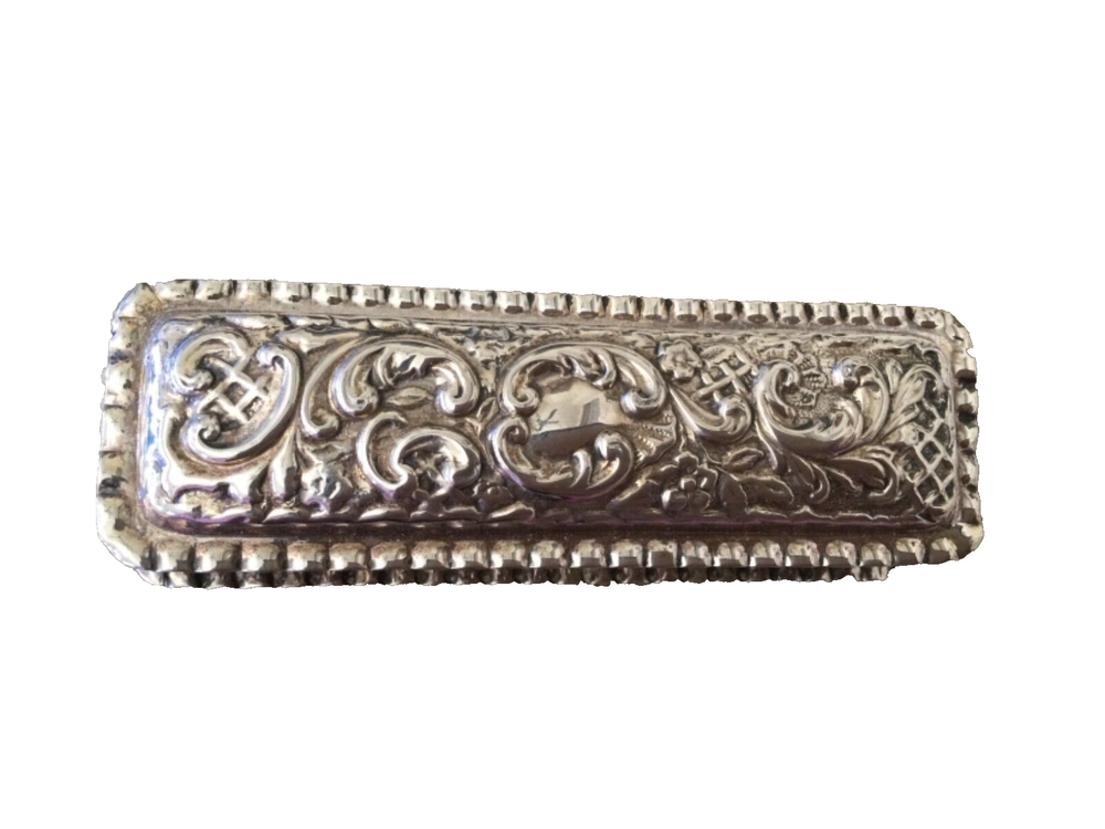 ANTIQUE VICTORIAN STERLING SILVER RING BOX TWO SLOTS 1899