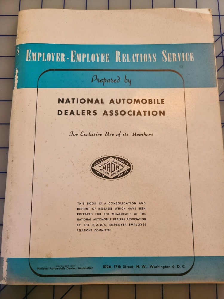 1952 NADA Employer Relations Manual Brochure