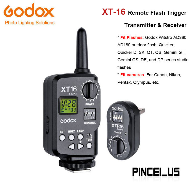 Godox XT-16T Remote Flash Trigger Transmitter And Receiver For Flash For Camera