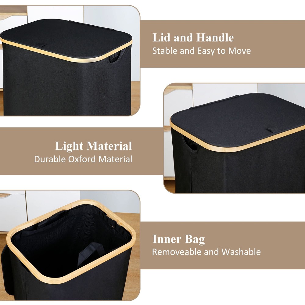 Laundry Hamper With Lid 110l Large Laundry Hamper With Handle And Lid Collapsibl