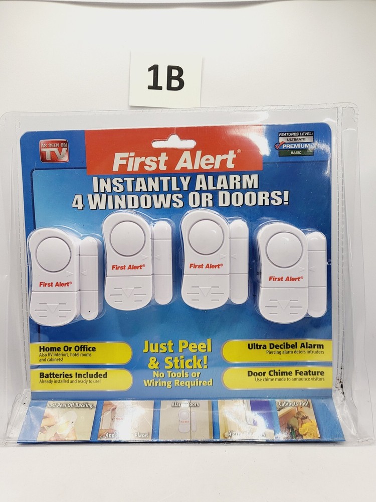 First Alert Instantly Alarm 4 Windows or Doors Peel & Stick security New