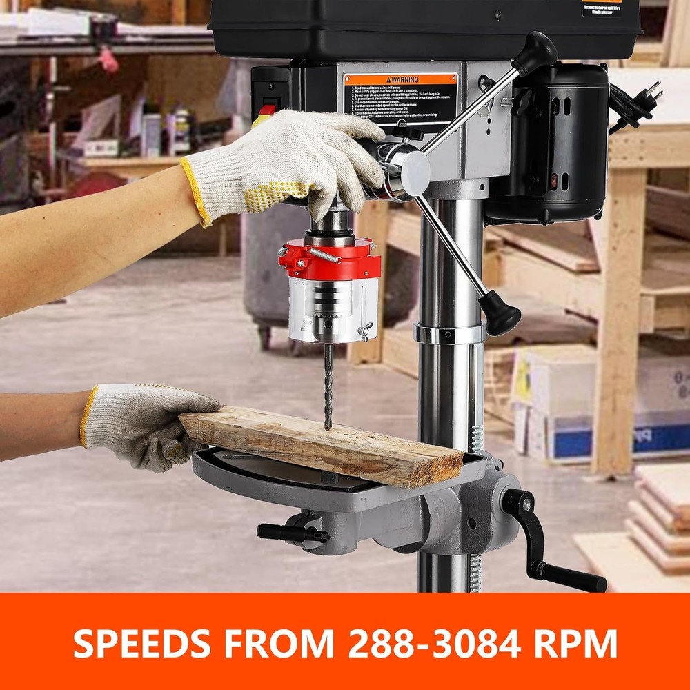 13" Benchtop Drill Press 288-3084 RPM Variable Speed Cast Iron Bench Drill Press