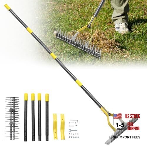 Thatch Rake Heavy Duty Dethatcher Rake Adjustable Dethatching for 55 inch