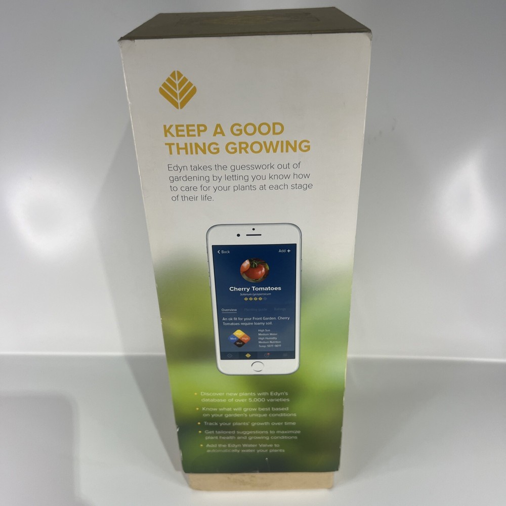 EDYN SOLAR POWERED WiFi GARDEN SOIL SMART PHONE SENSOR IN BOX