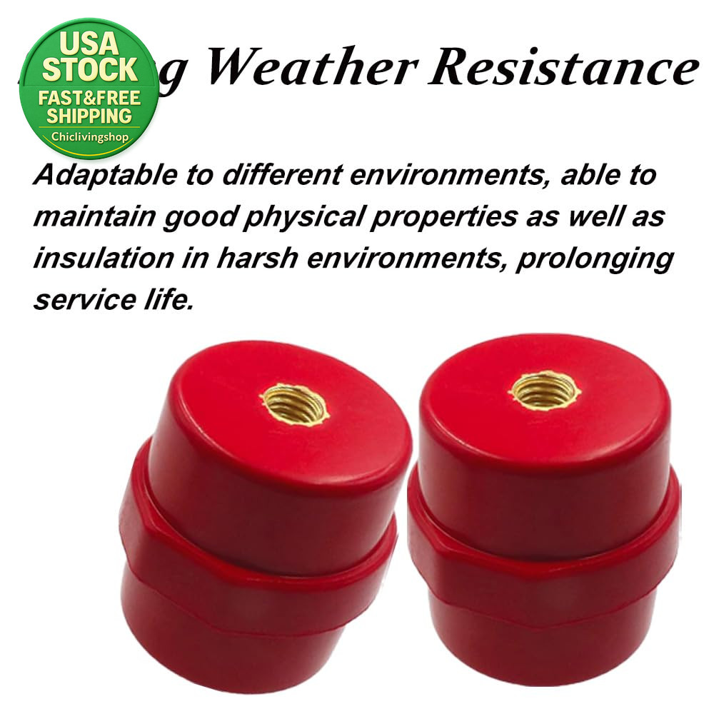 Busbar Insulator 10Pcs M8 Polyester Standoff Resin Red High Strength Support