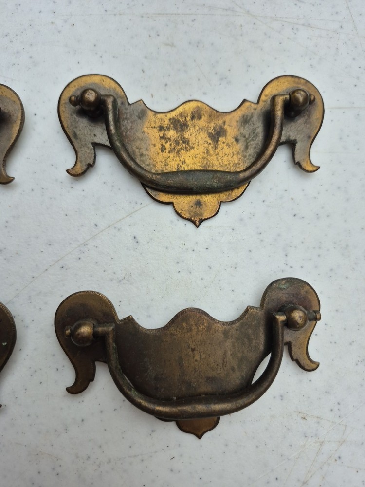 Four Vintage Drawer Pulls Batwing Style