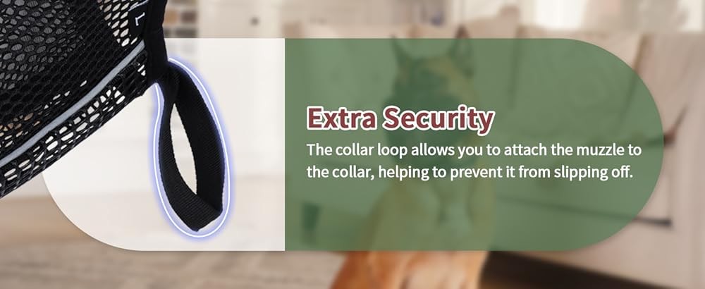 Dog Muzzle, Patented Mesh Muzzle with Panting Room for Lar