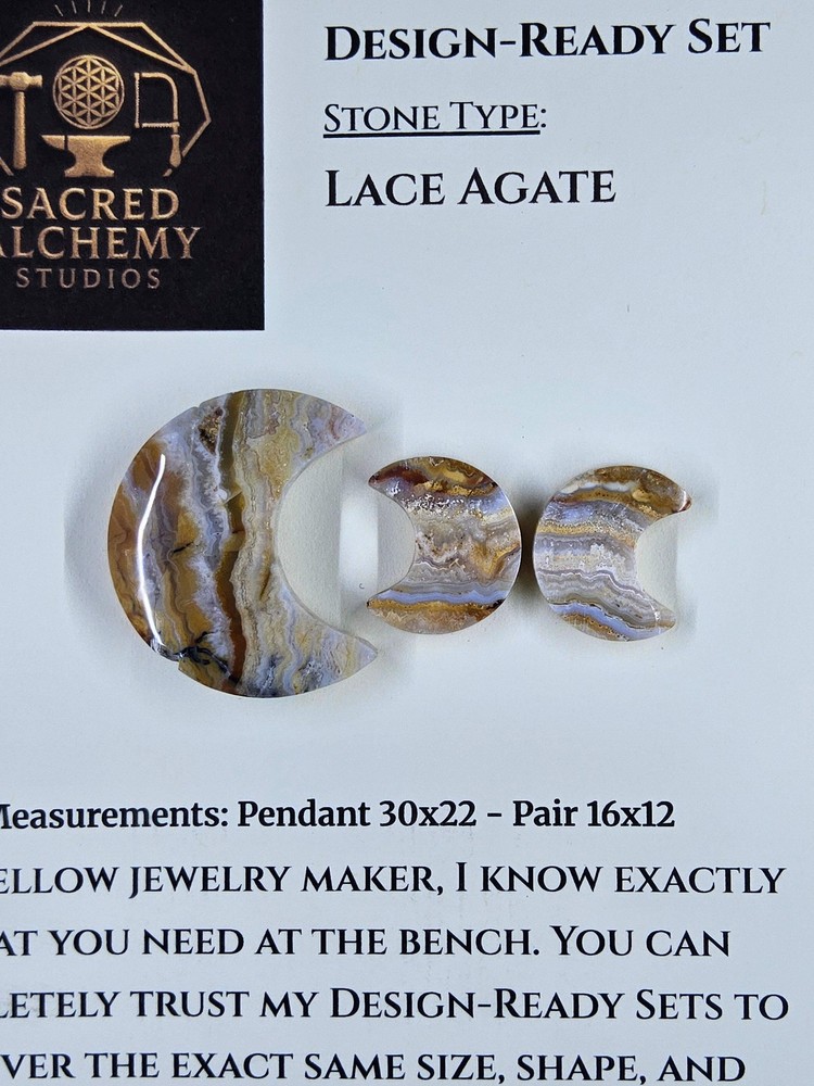 Crescent Moon - Lace Agate - Design-Ready Set