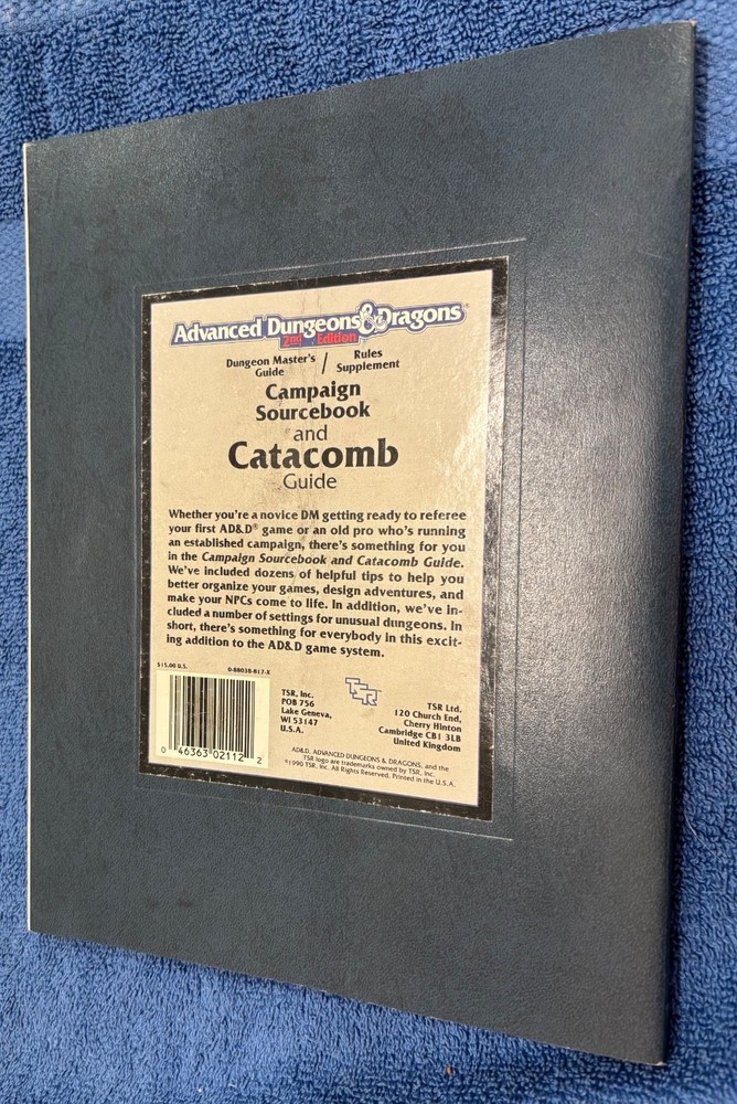 Advanced Dungeons and Dragons 2nd edition Catacomb Guide 1990 Paperback