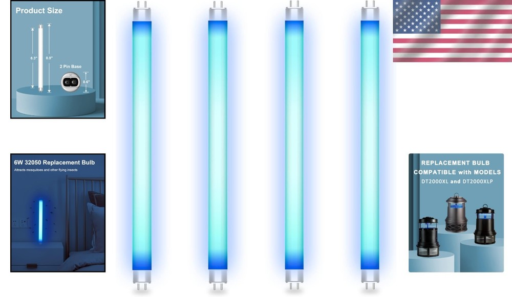 UV Light Replacement Bulbs 4 Pack T5 6W Daylight White for Insect Control
