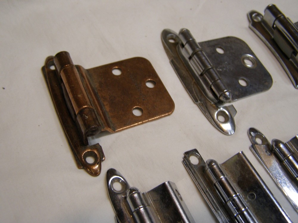 7 Vintage Unmatched Offset & Face Mount Cabinet Hinges All different Most Chrome