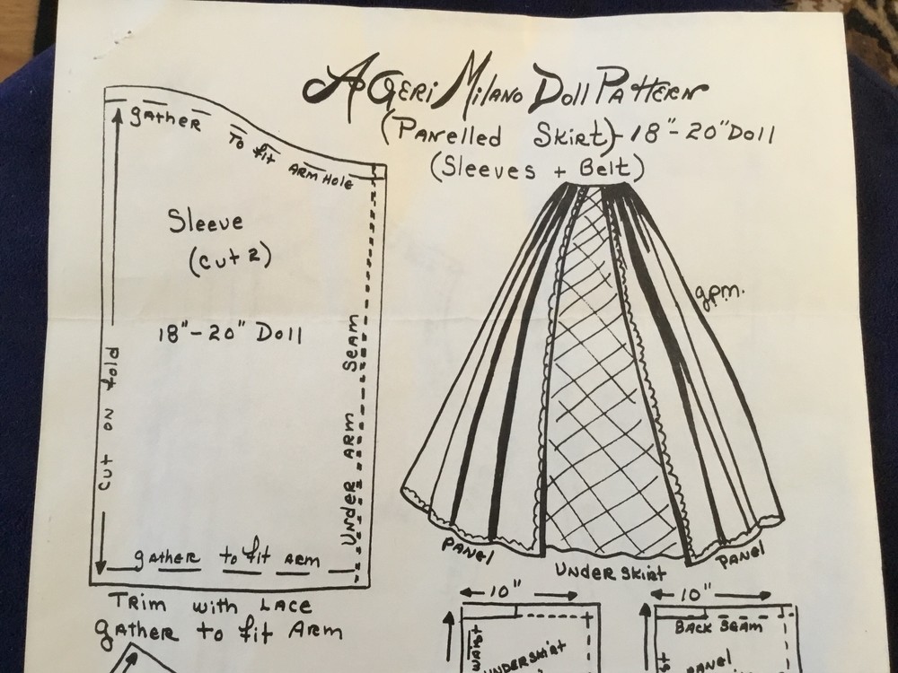 Geri Milano Doll Clothes Pattern 18 to 20 in.