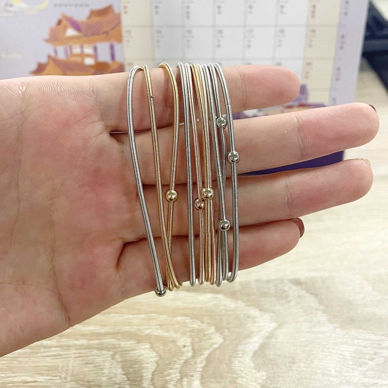 10Pieces/set Guitar String Spring Bracelet Silver Carbon Steel Stackable Jewelry