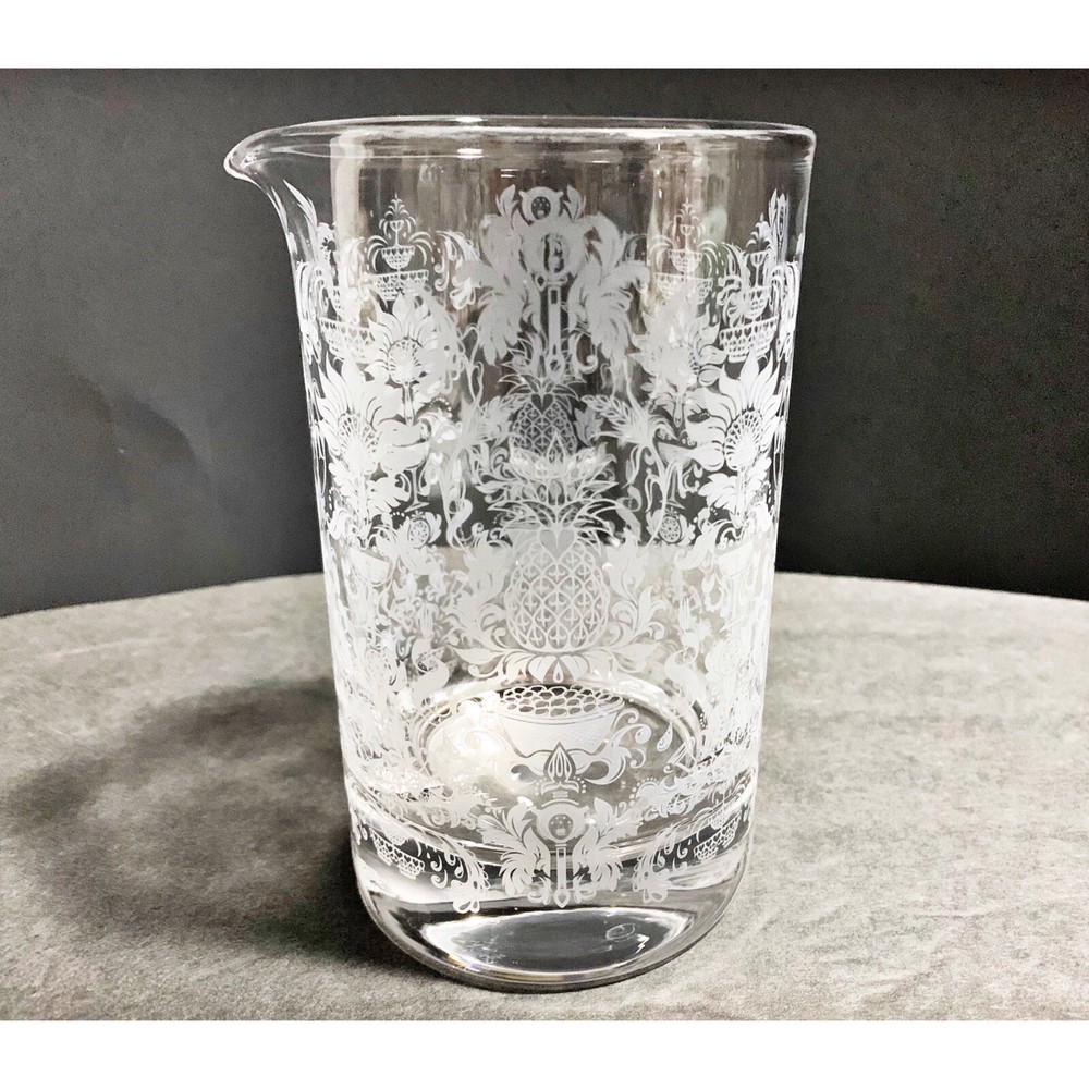 ABSOLUT ELYX DEMASK Vodka Martini Mixing Glass Beaker Spout Thick Base Etched