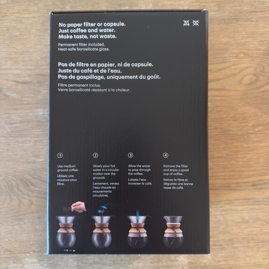 Bodum 8 Cup 34fl oz Pour Over Coffee Maker: Permanent Screen Filter, Cool Touch