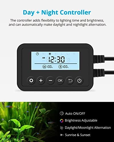 36-48 Inch Adjustable Aquarium Plant Light, Programmable LED Fish Tank Light, 36