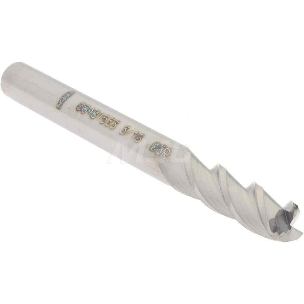 Accupro 3/16" Diam 3 Flute Single End Solid Carbide 0.03" Corner Radius End M...