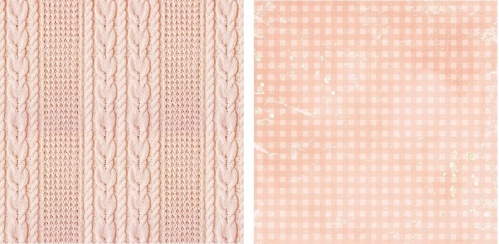 Gingham & Cable knit, Melon, scrapbook paper, DS, Asuka Studio