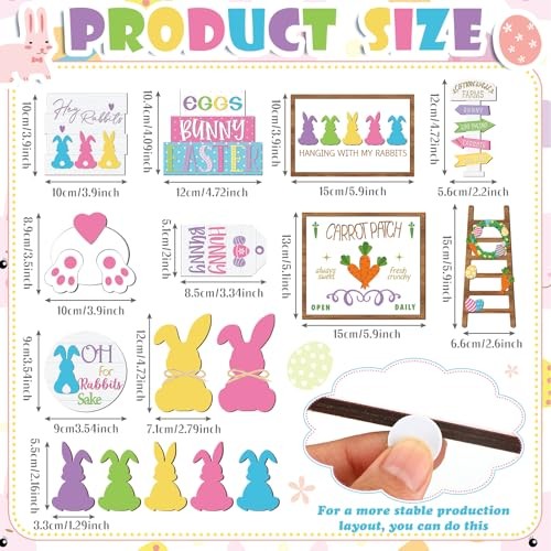 15 Pcs Easter Spring Tiered Tray Decor Set Wooden Table Sign Easter Bunny