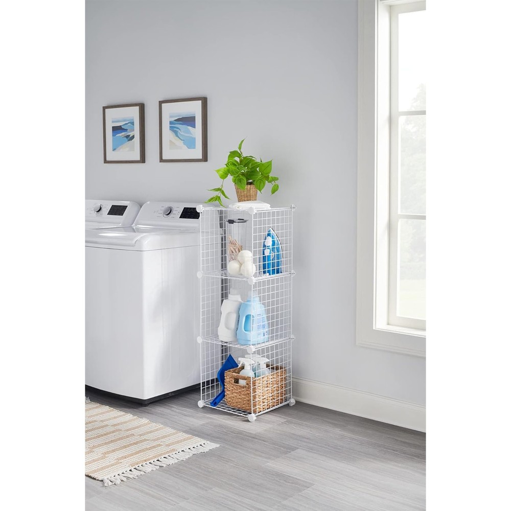 Rubbermaid 3 Piece Storage Stackable Cube Set, Multi-Use Home Organizers, White