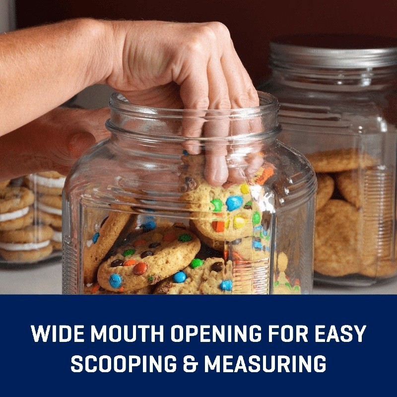 Glass Cracker Jar 2 Quart Food Storage Jar W/ Lid Stackable Durable Clear New