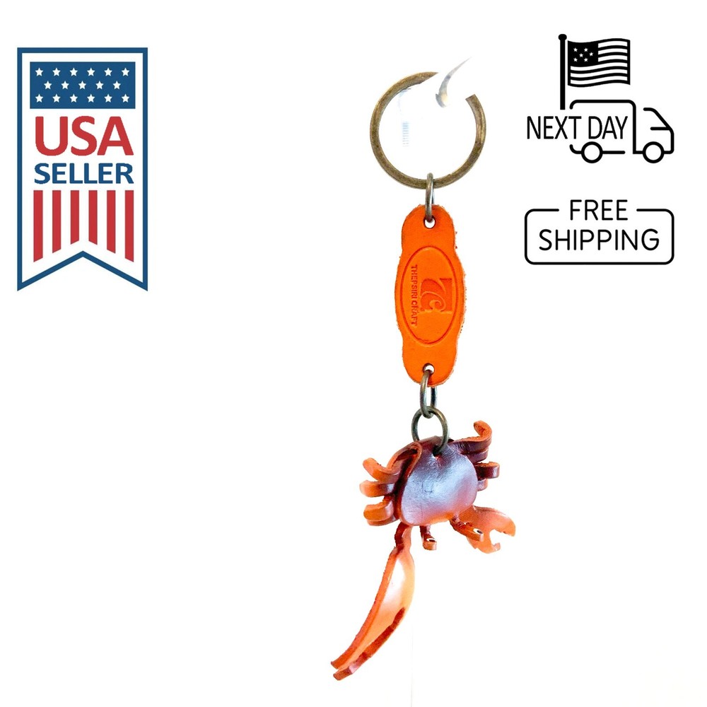 Crab Handmade Leather Keyring #1