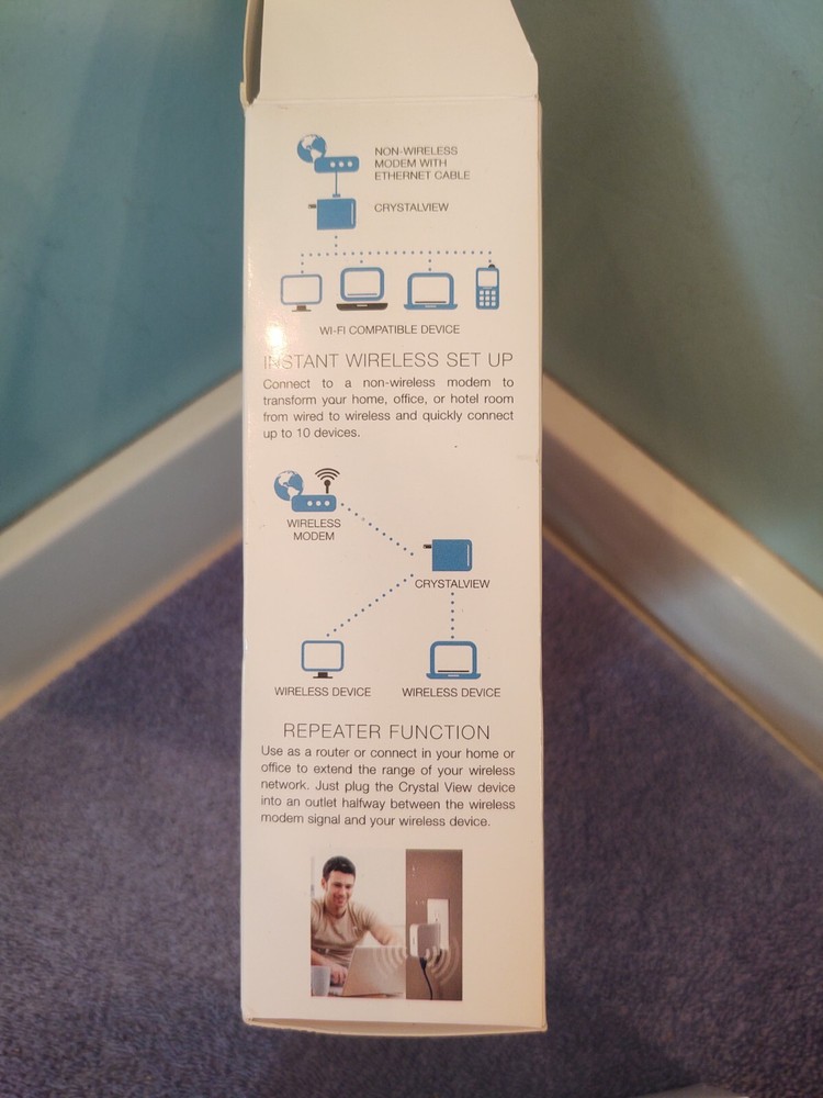 Crystal View Instant Wireless Router and Repeater Open Box