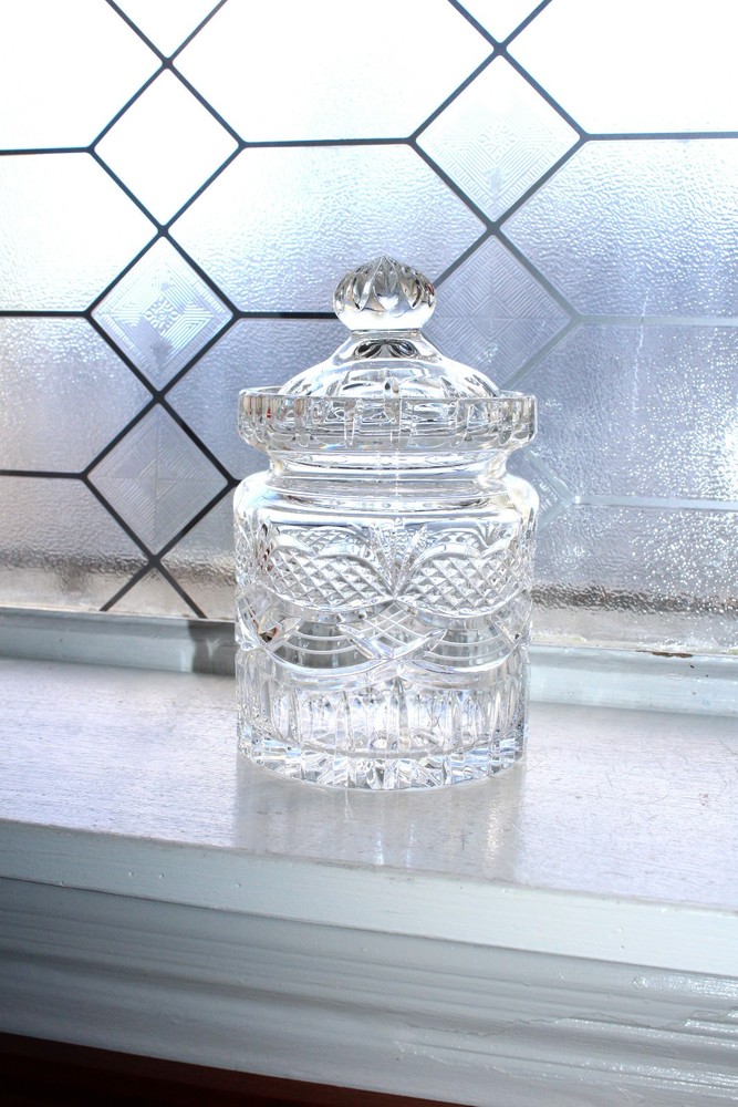 Elegant Cut Crystal Biscuit Barrel Cookie Jar