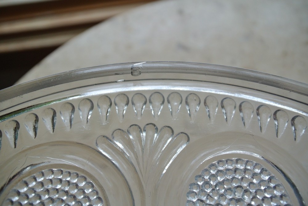 Vintage Pressed Clear Glass Cake Stand "Dotted Loop Pattern"