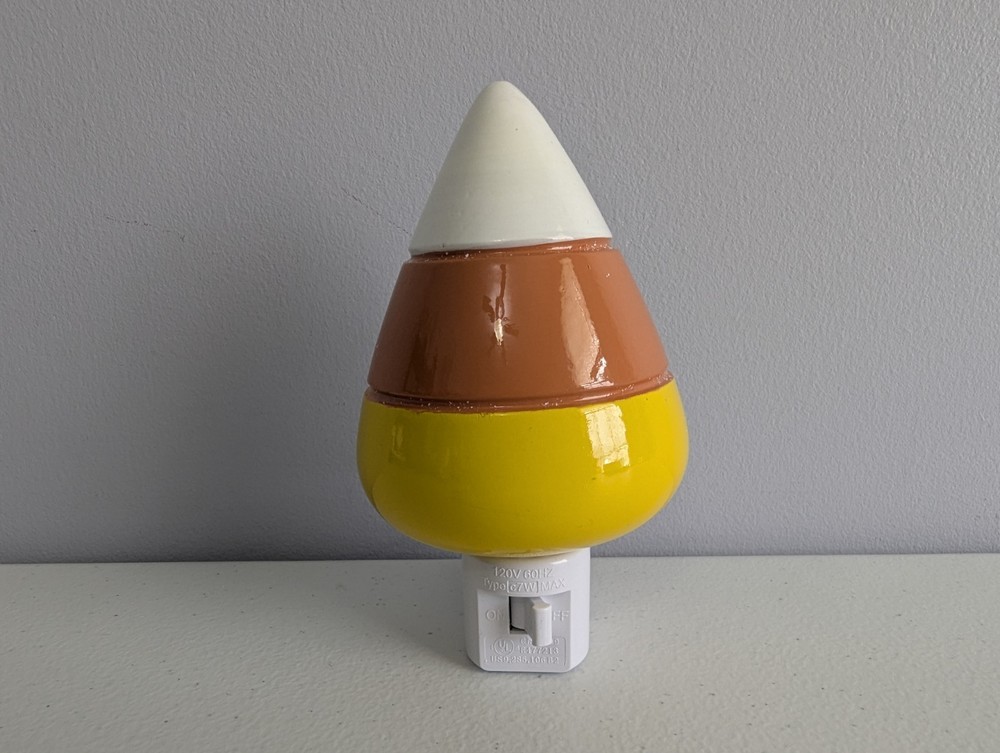 Halloween Candy Corn Nightlight Spooky Plug-In Decor Unique 3D Printed Plastic