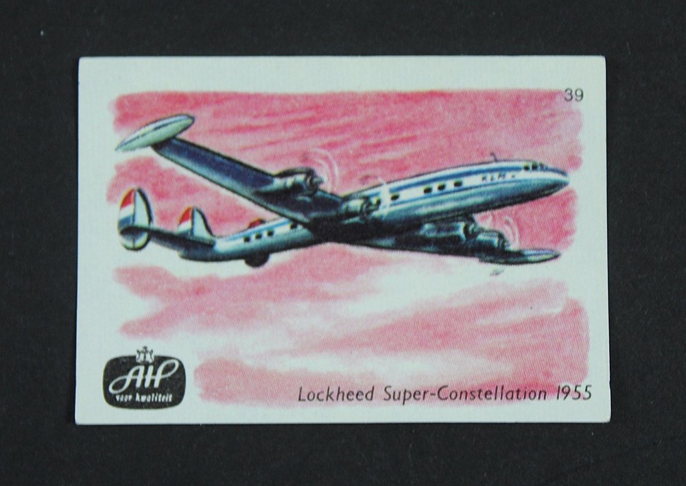 Vintage KLM Airline Matchbox Label Lockheed Super Constellation 1955
