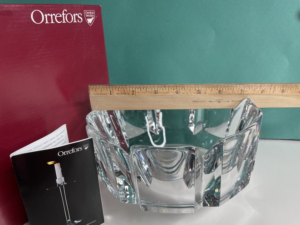NIB Orrefors crystal Corona 7" bowl