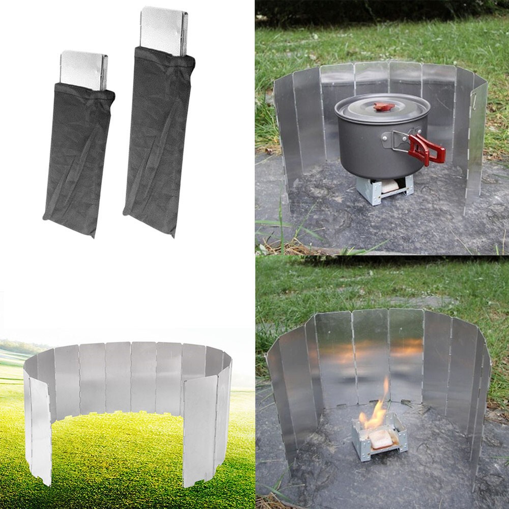 US 8 Pack Stove Windshield Folding Aluminum Camping Burner Windscreen Compact