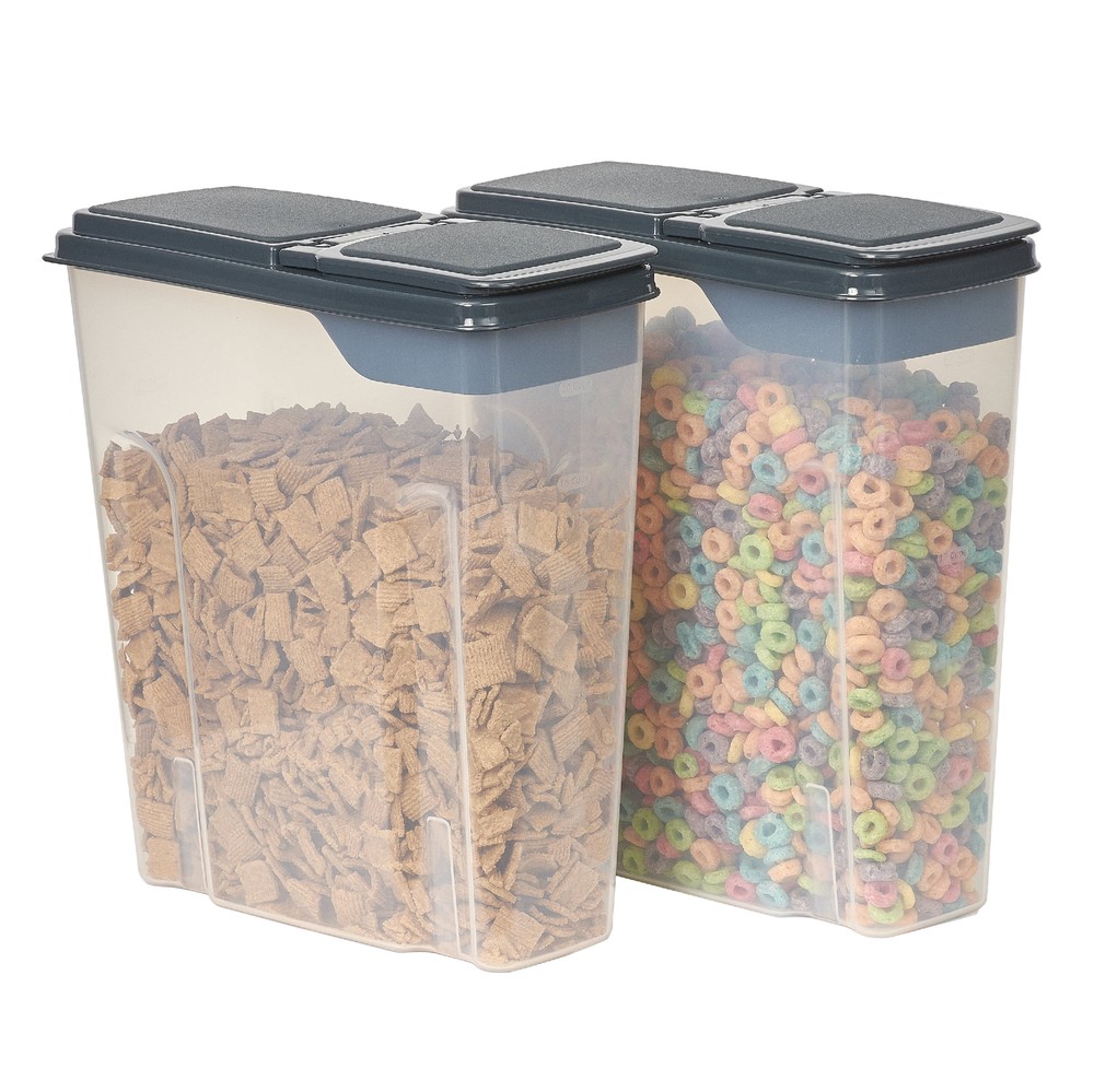 2-Pack Cereal Storage Containers, 24 Cups - Dark Grey Lids