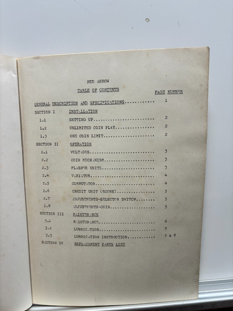 ORIGINAL-KENNEY-RED ARROW-OPERATION AND SERVICE MANUAL
