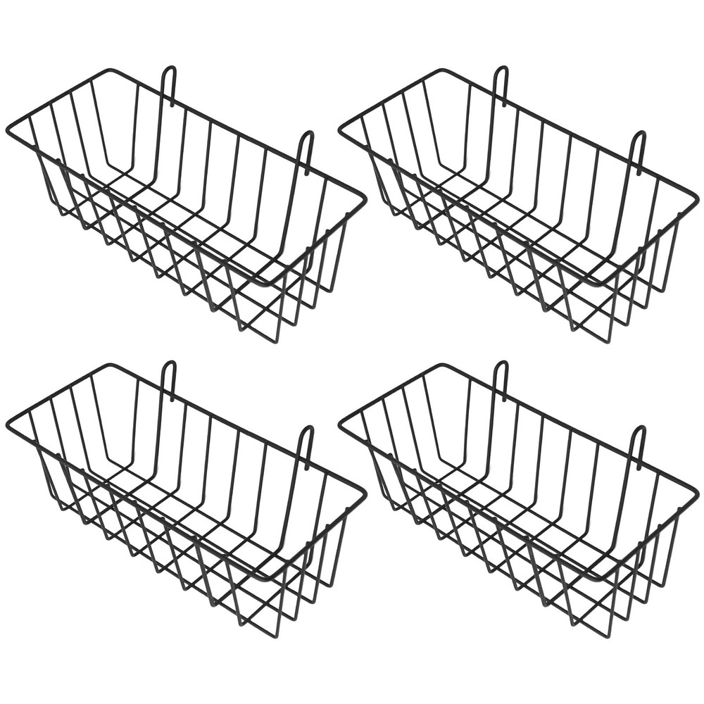 4 Pcs Gridwall Accessories 9"x4"x3" Hanging Basket Wall Mounted Grid Plate Wi...