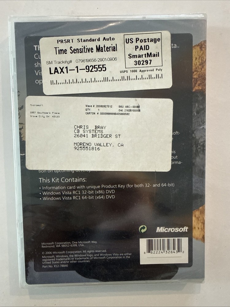 Windows Vista Release Candidate 1 Customer Preview Program 32/64 Bit NEW SEALED