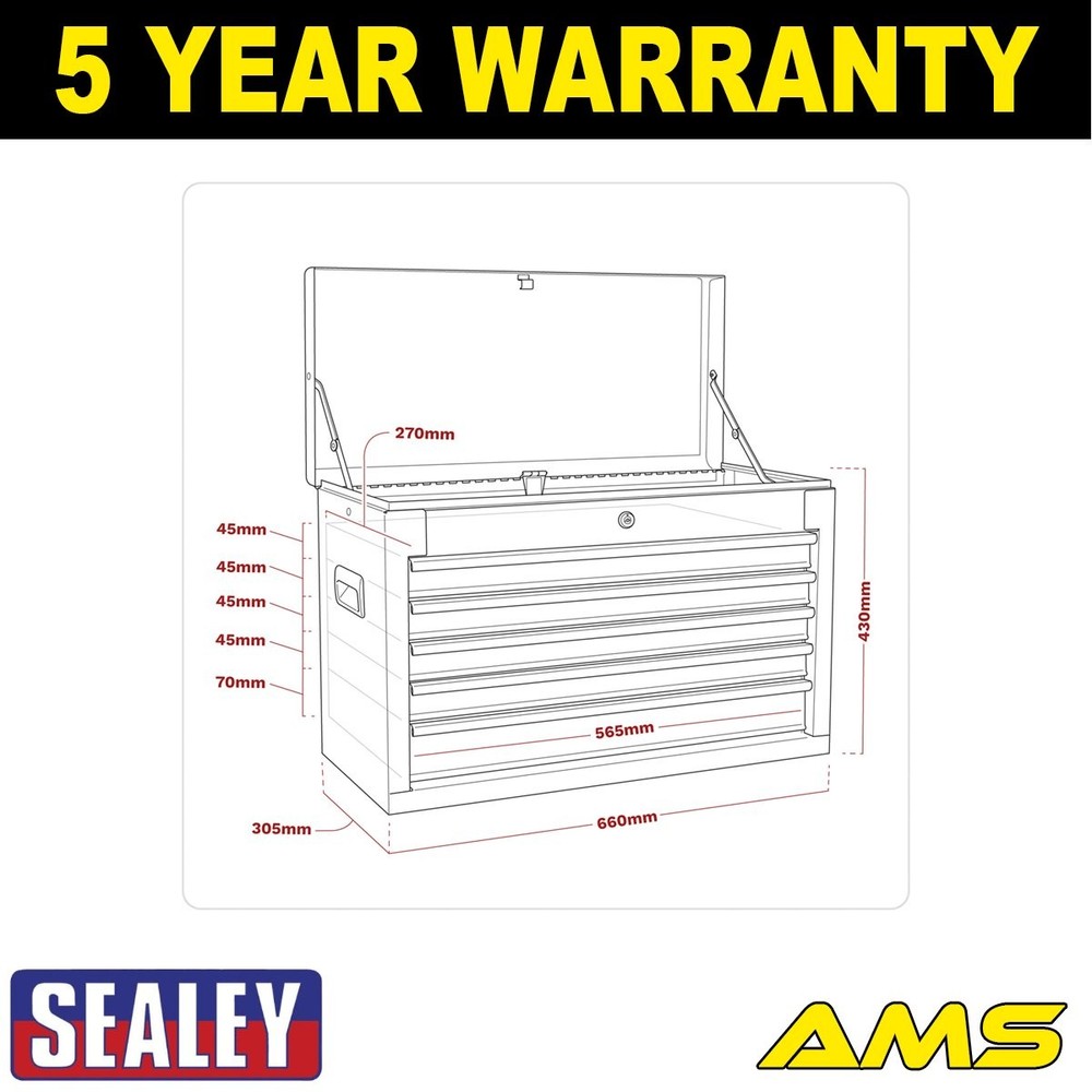 Sealey American PRO� Topchest 5 Drawer Black AP225B