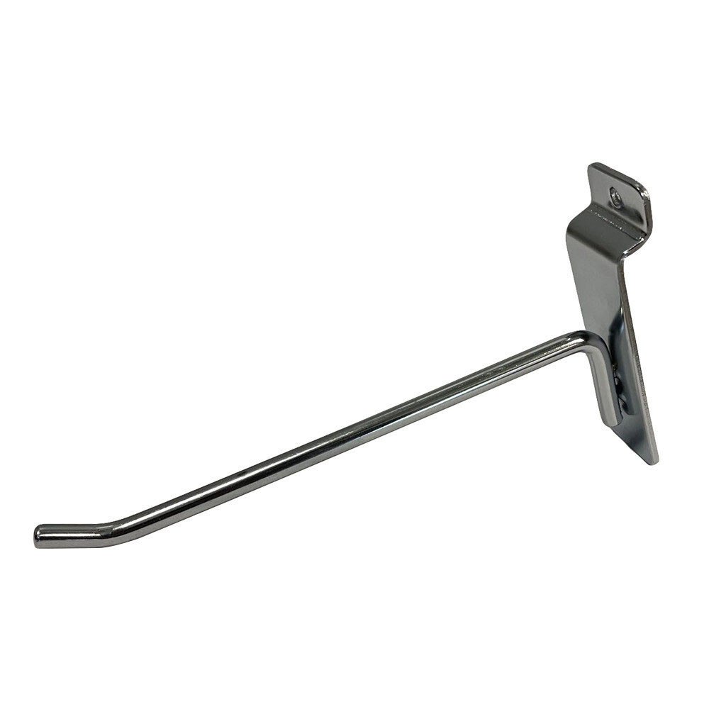 8" Slatwall Hook Panel Display Hooks, 1/4" Thickness Metal, Chrome - PACK 12