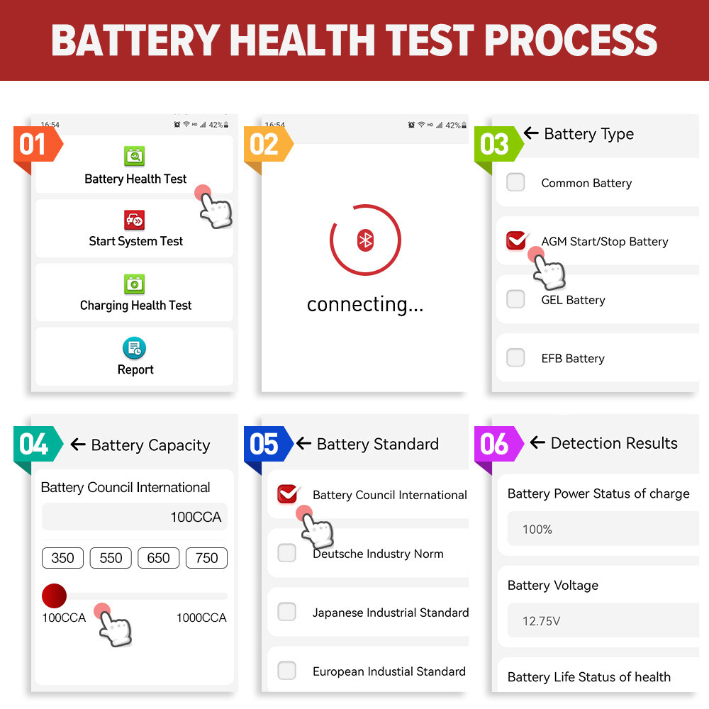 LAUNCH X431 BST360 Bluetooth Car Battery Test Clamps Charging Test IOS&Android