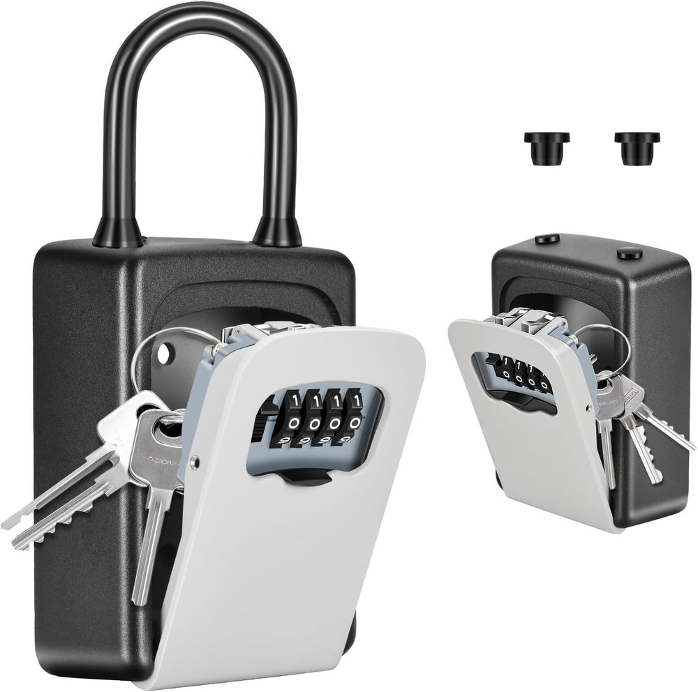 Secure Wall-Mounted Key Lock Box with 4-Digit Code - Ideal for Home & Travel