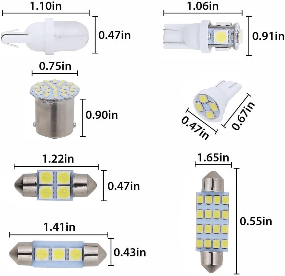 42 Pieces Interior Car Lights Super Bright White Dome Map Tail Cab Lights Bulb