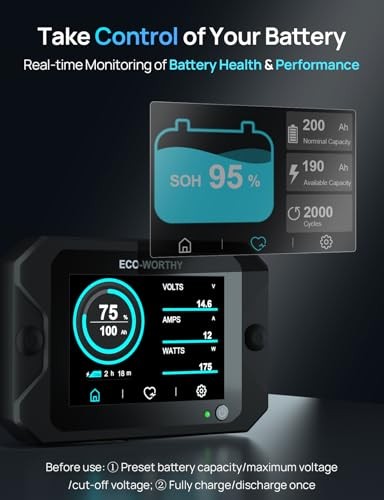 Battery Monitor with Hall Sensor, 300A Touchable Backlight Display with