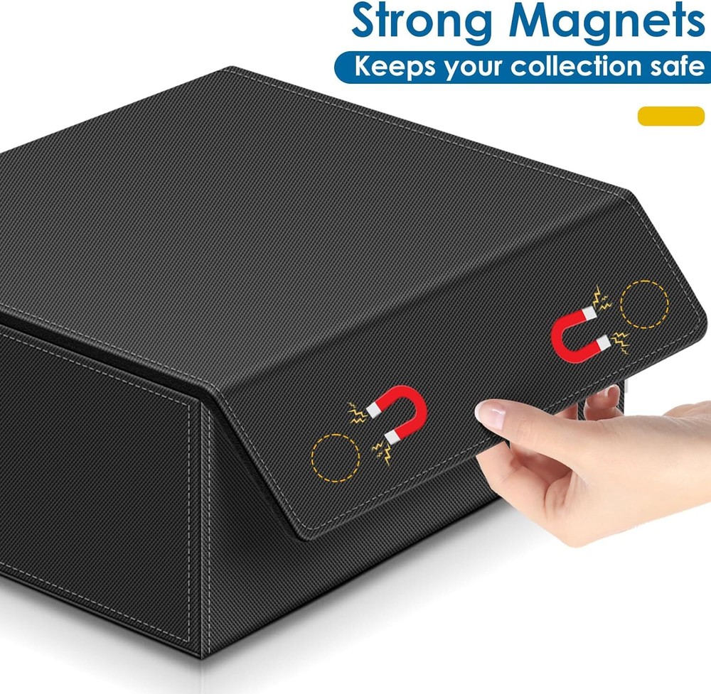 Leather Material Deck Box Card Storage Box 1800+ Card Storage Magnetic Closure